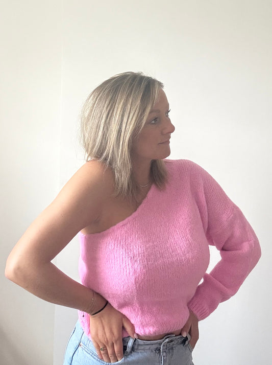 Off shoulder knit sweater TU