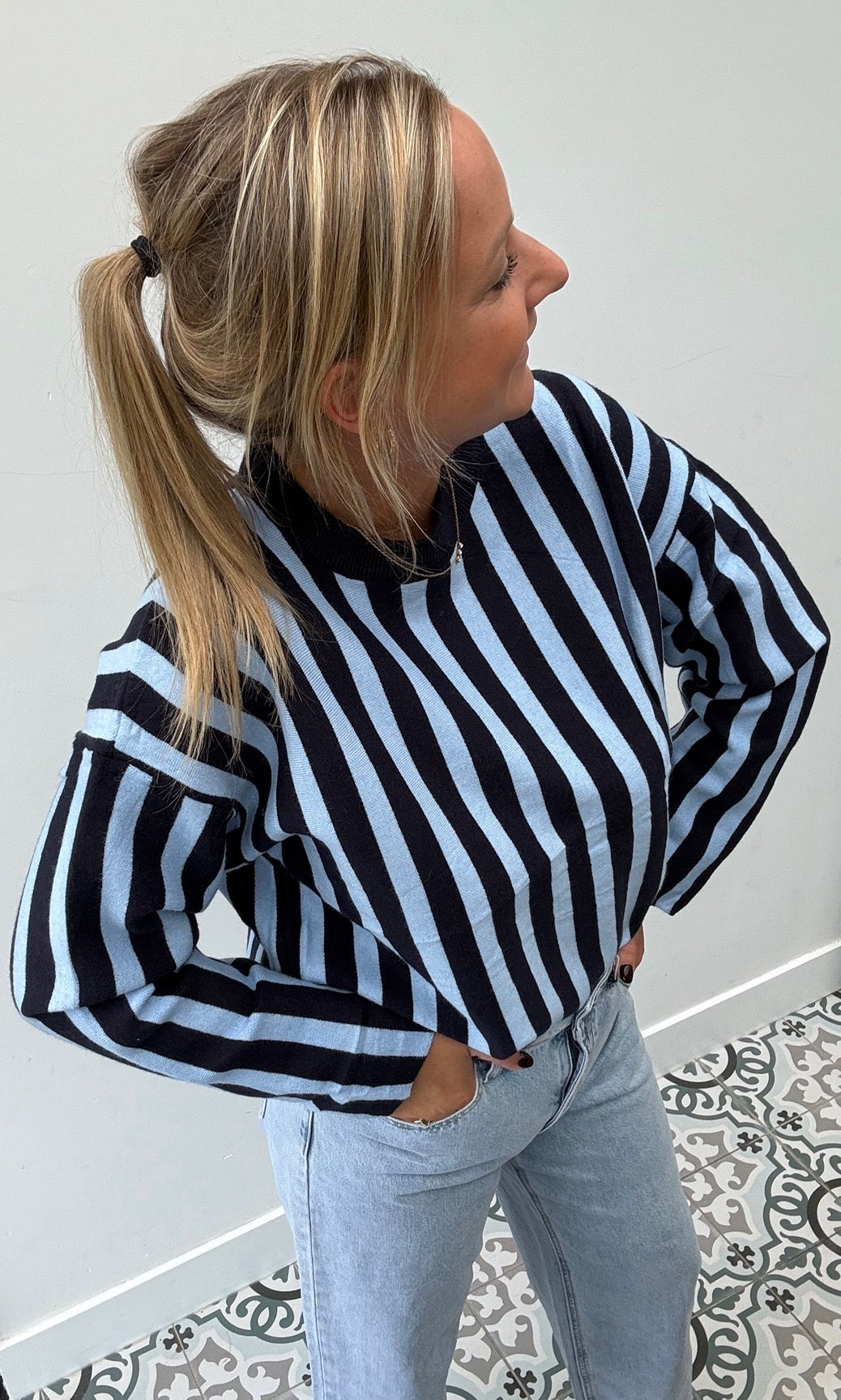 Blue stripe knit