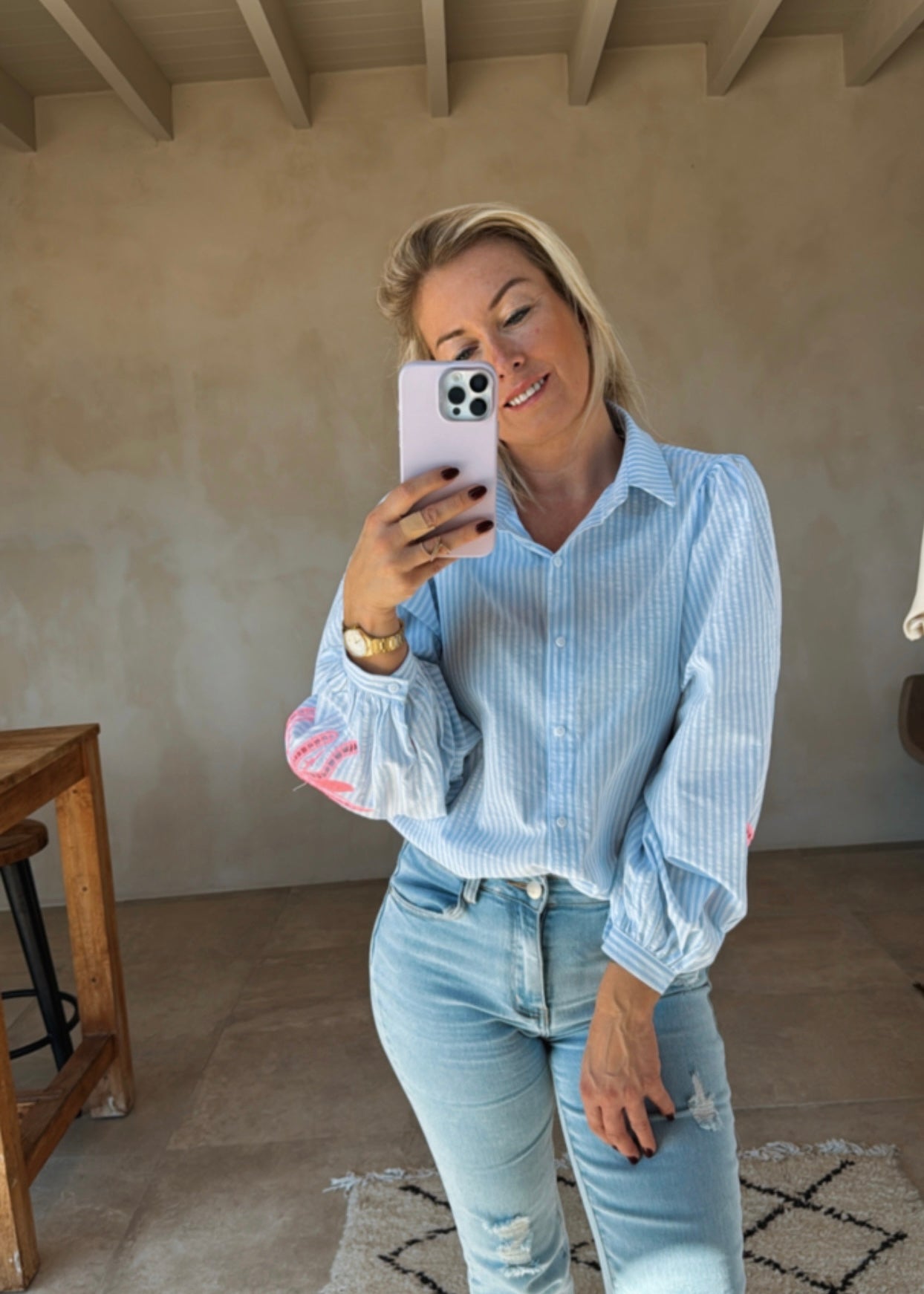 NEON DETAILED STRIPES BLOUSE