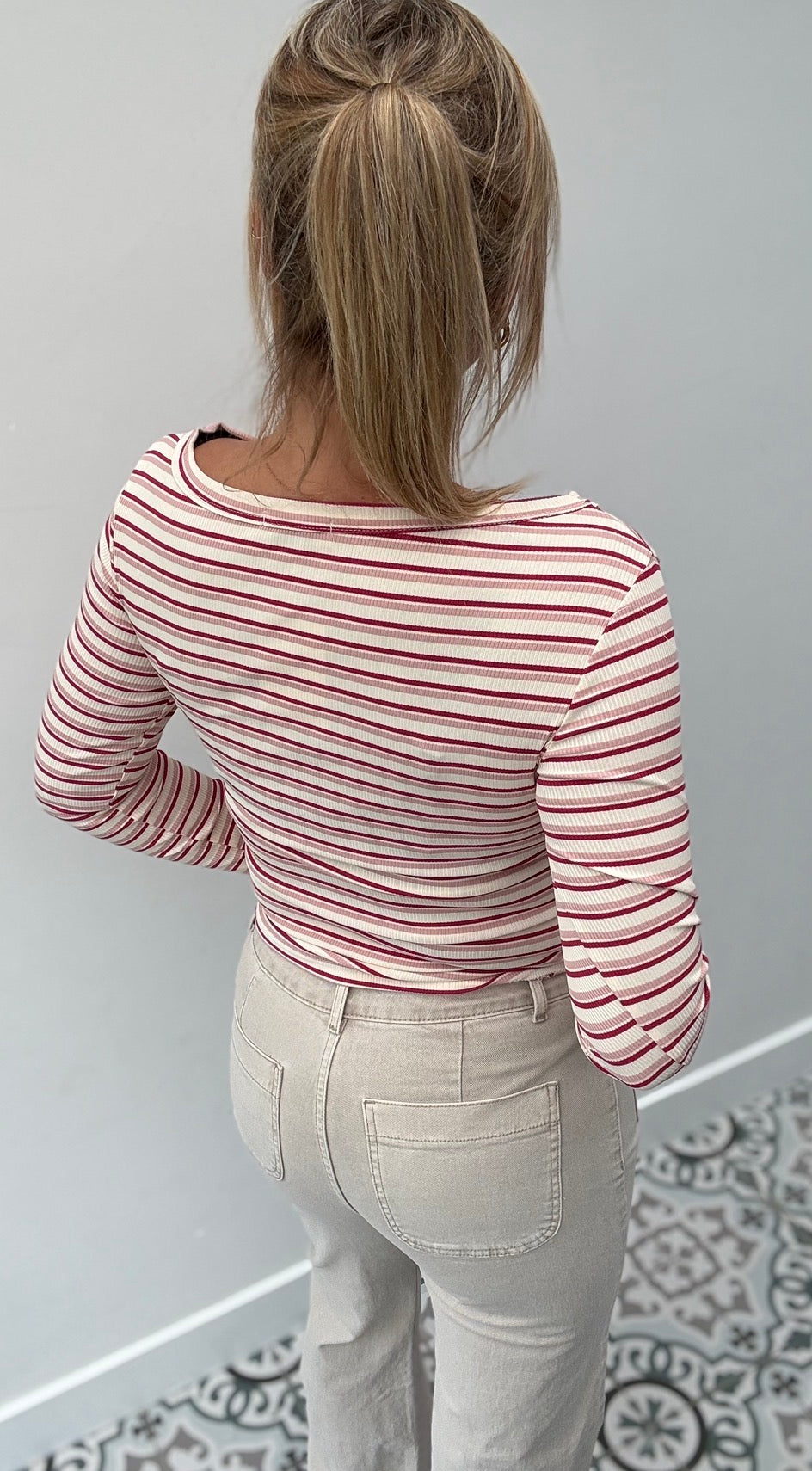 Roze stripe top