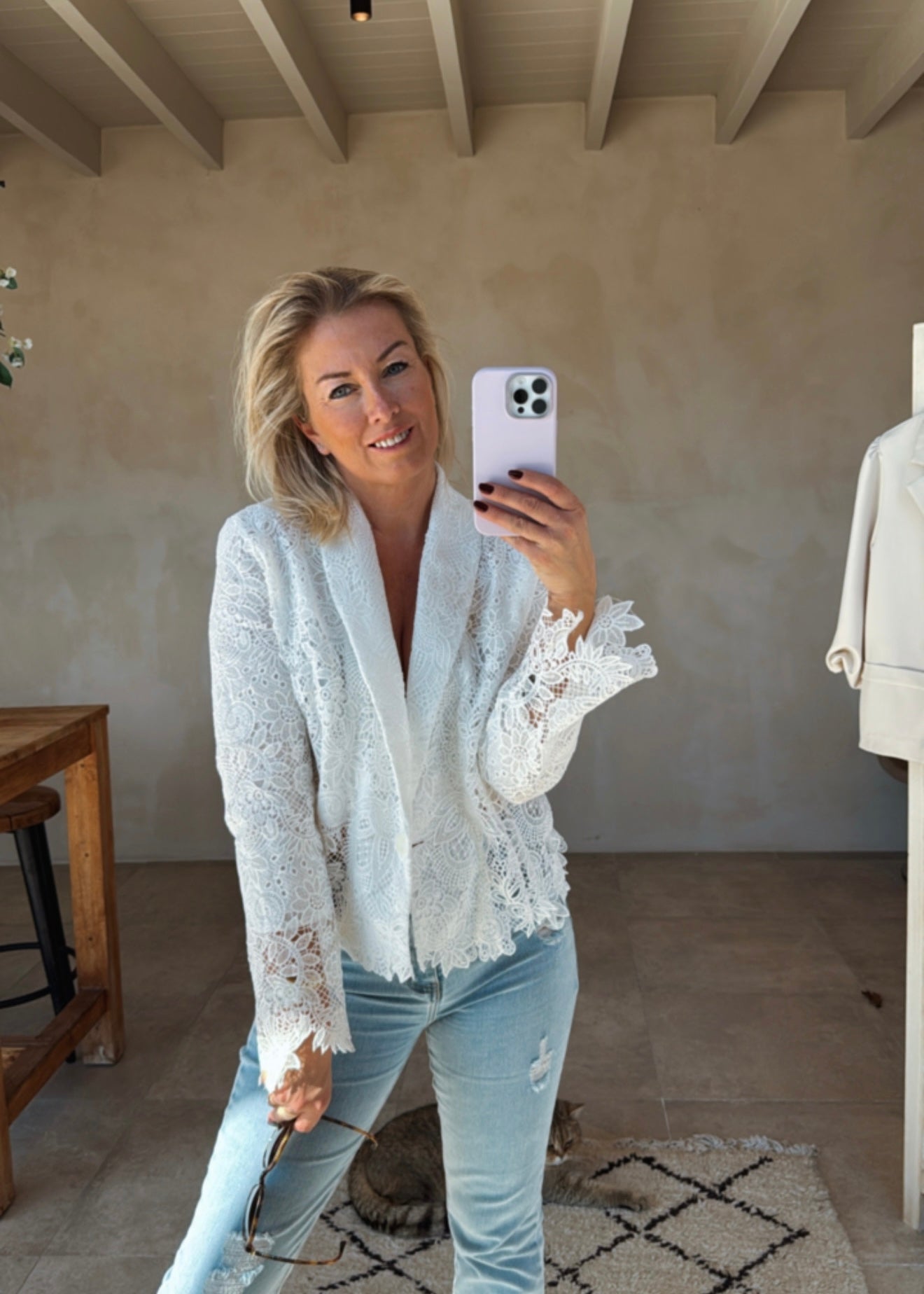 LACE SHORT BLAZER WHITE