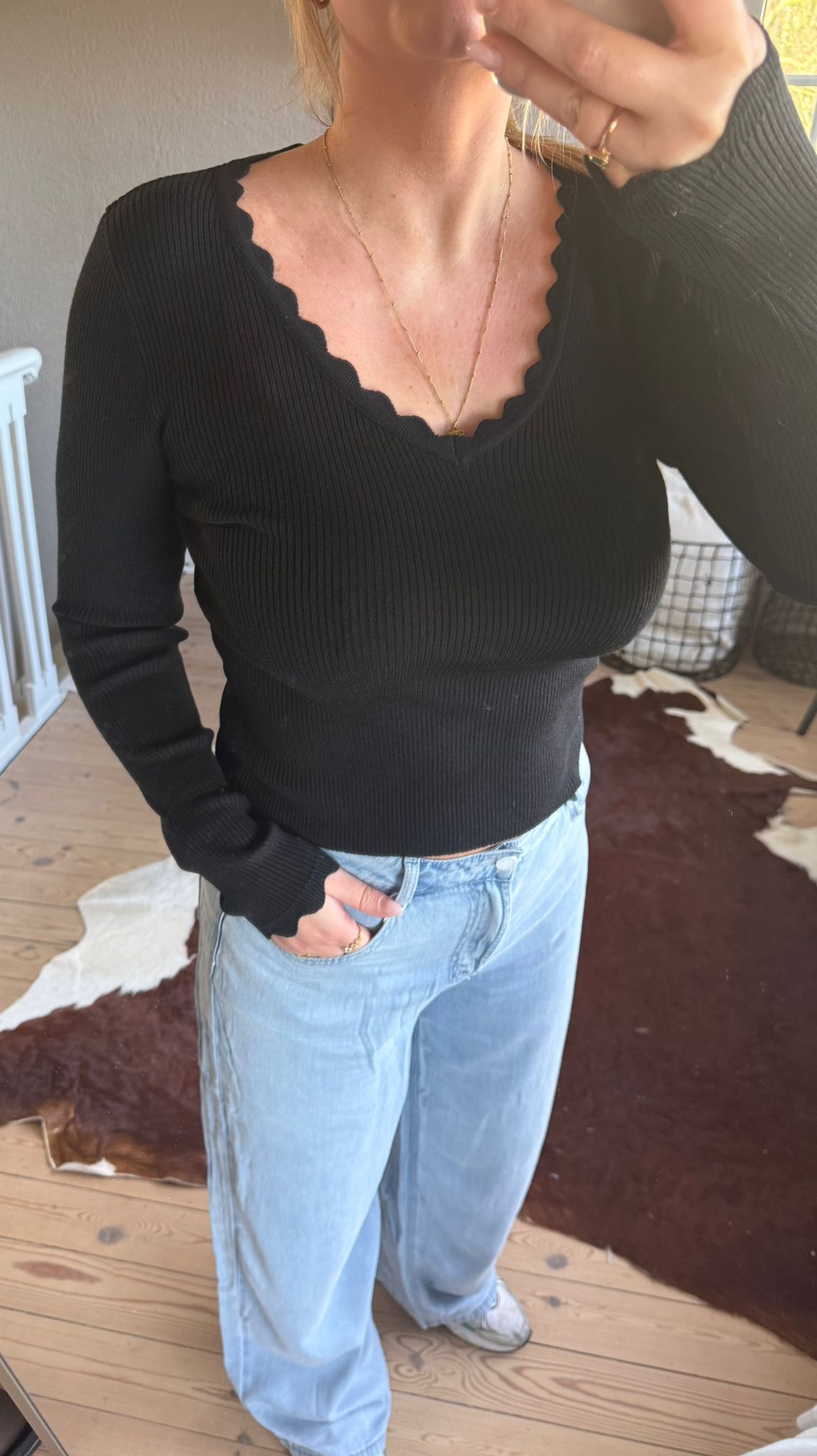 Basic t-shirt lange mouw zwart