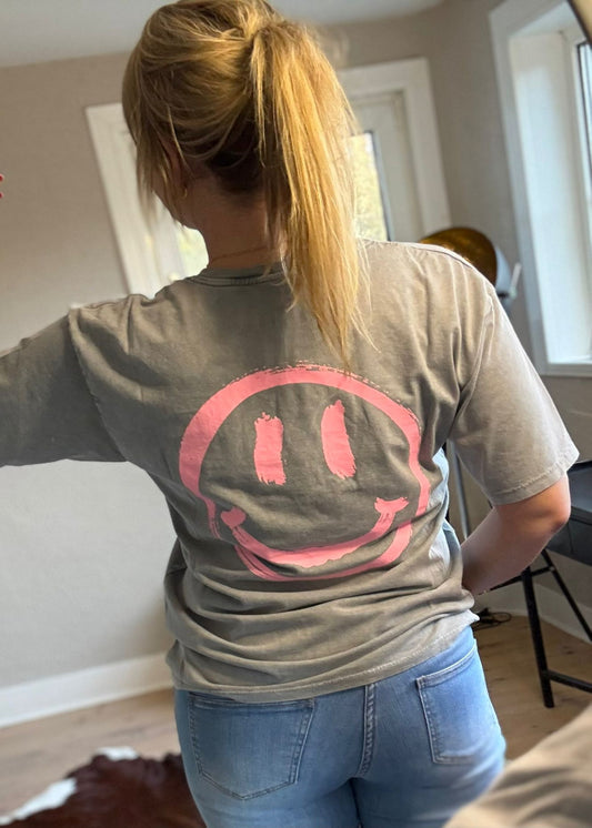 Tshirt smiley grijs