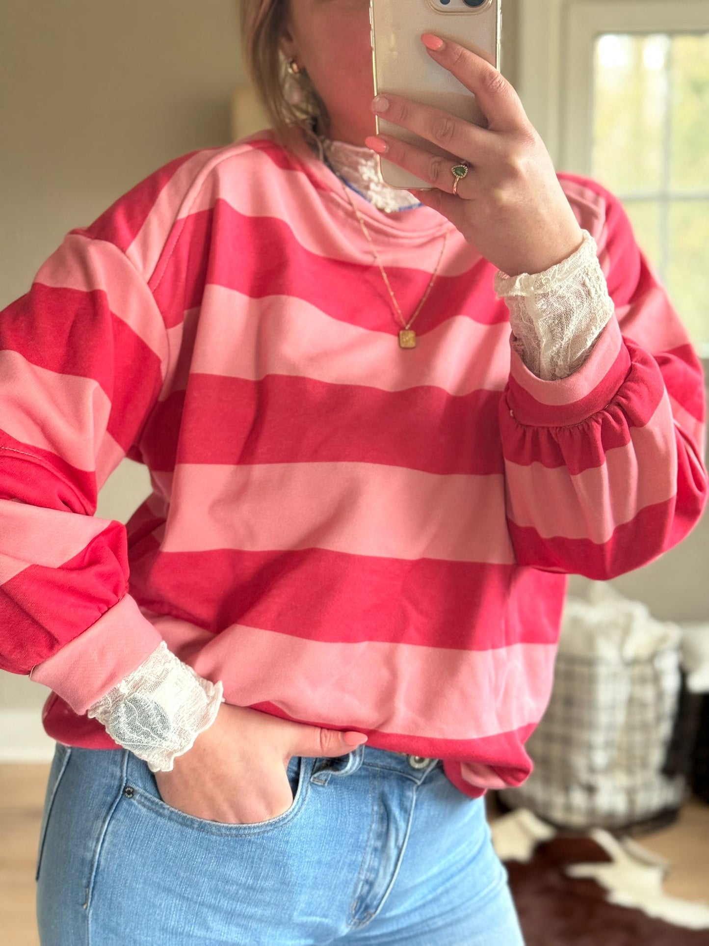 Trui rood/roze
