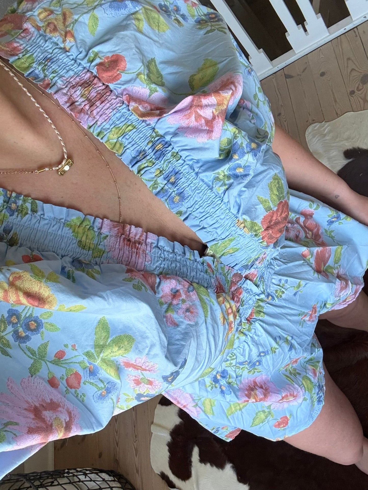Floral playsuit blauw