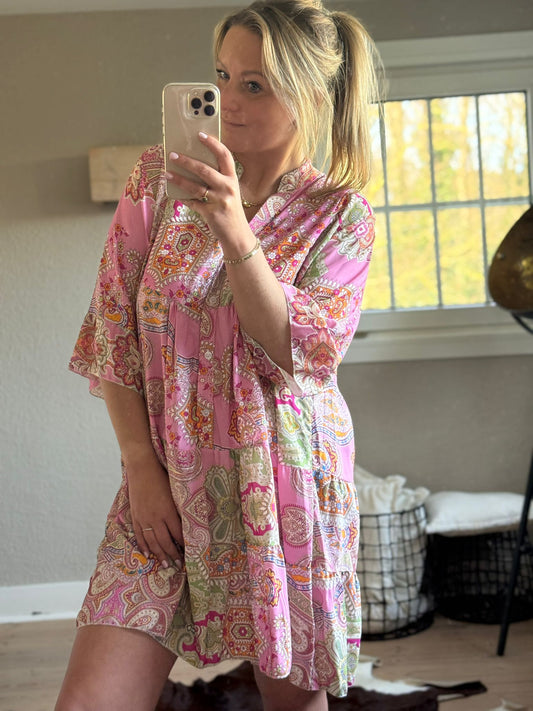 Ibiza Paisley Dress – Pink