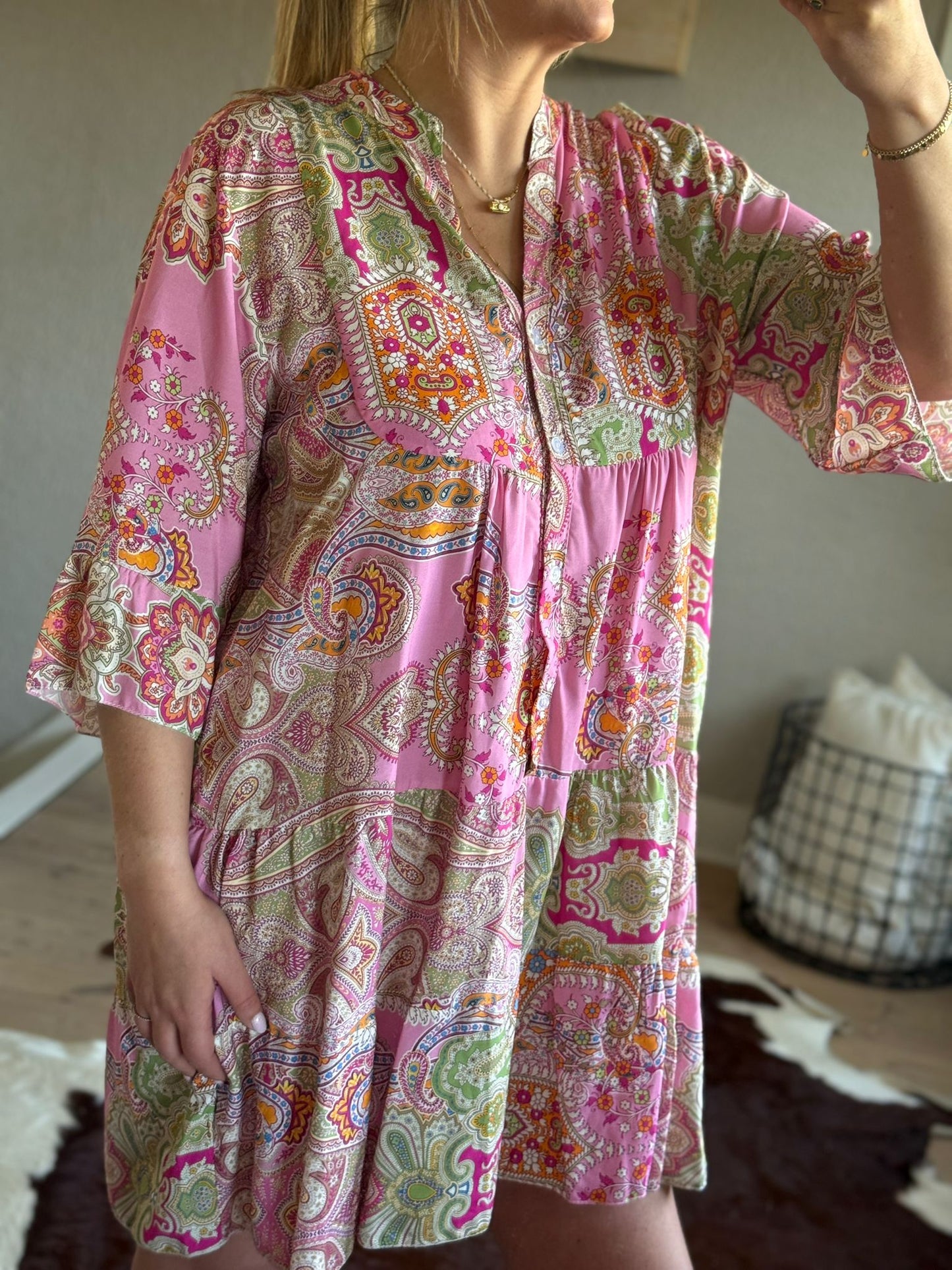 Ibiza Paisley Dress – Pink