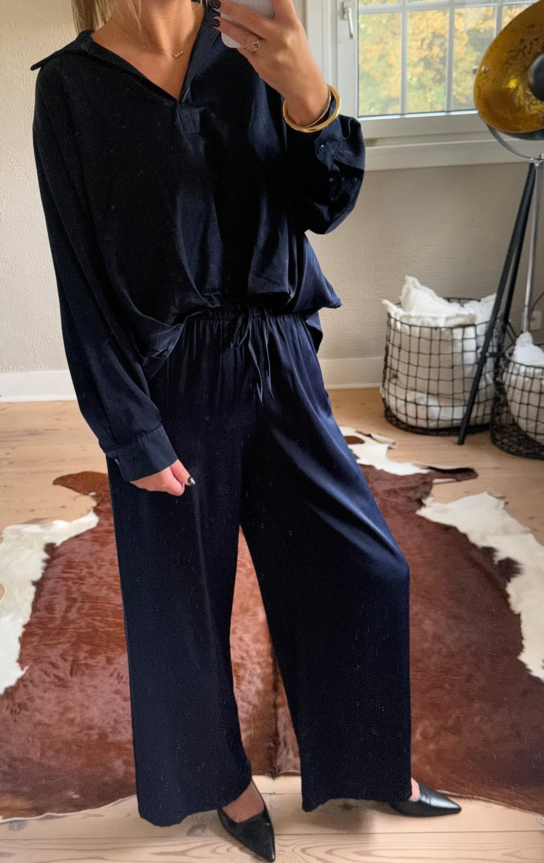 Satin blouse en broek