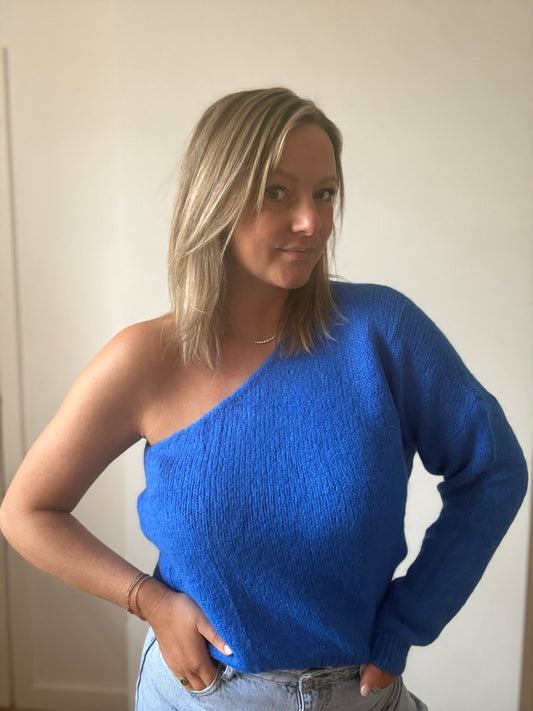 Off shoulder knit sweater TU