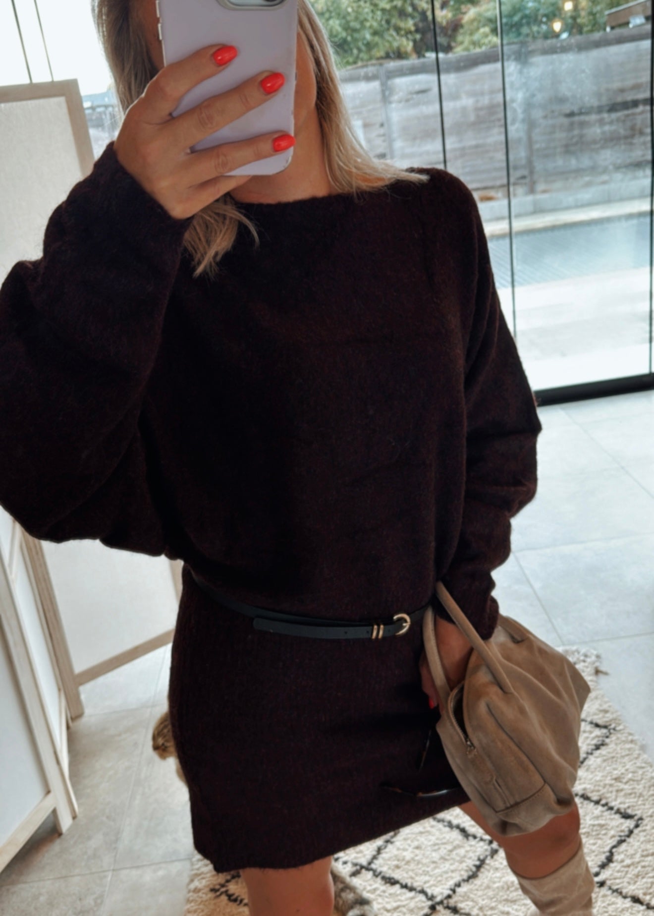 GRETCHEN BORDEAUX KNITTED DRESS