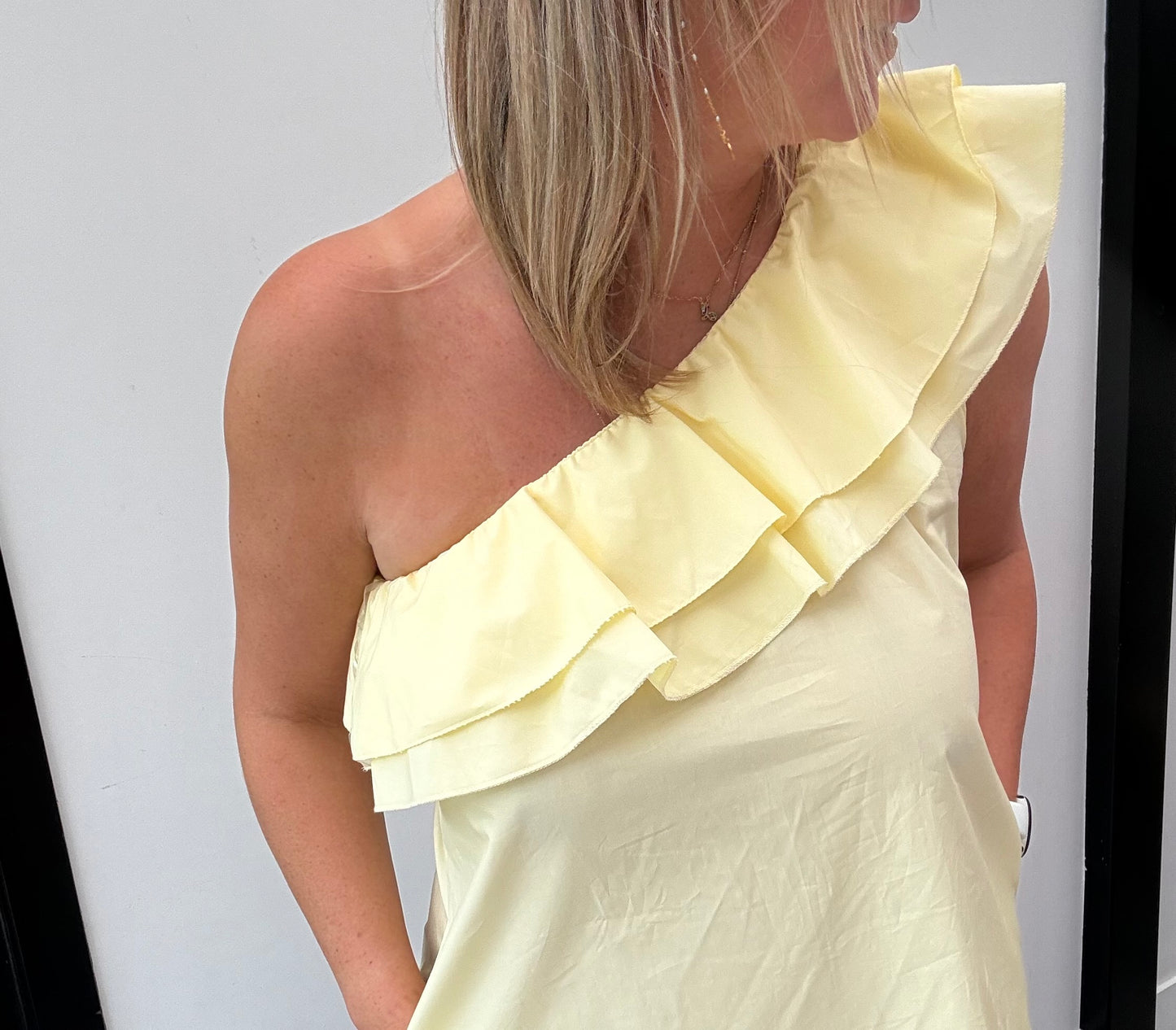 One shoulder jurk geel TU