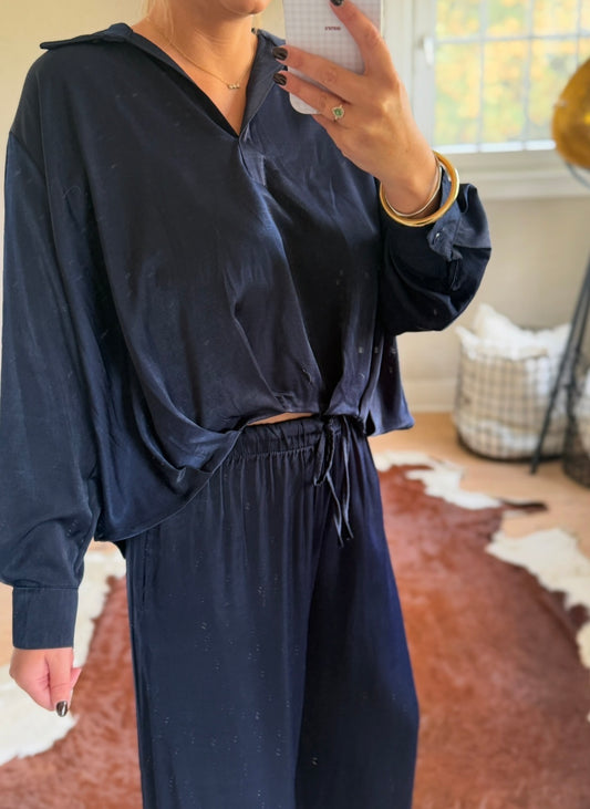Satin blouse en broek