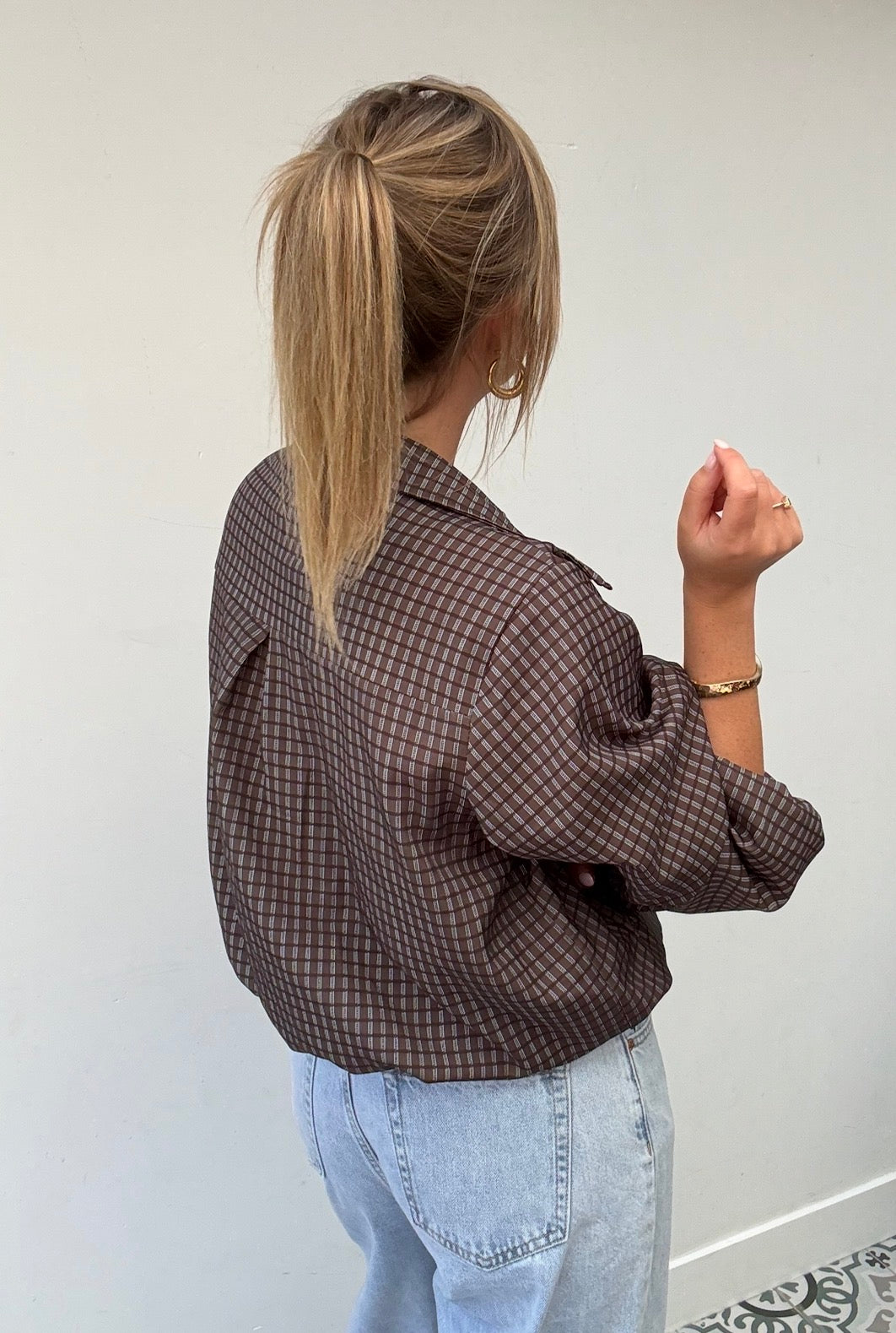 Geruite bomber – bruin TU