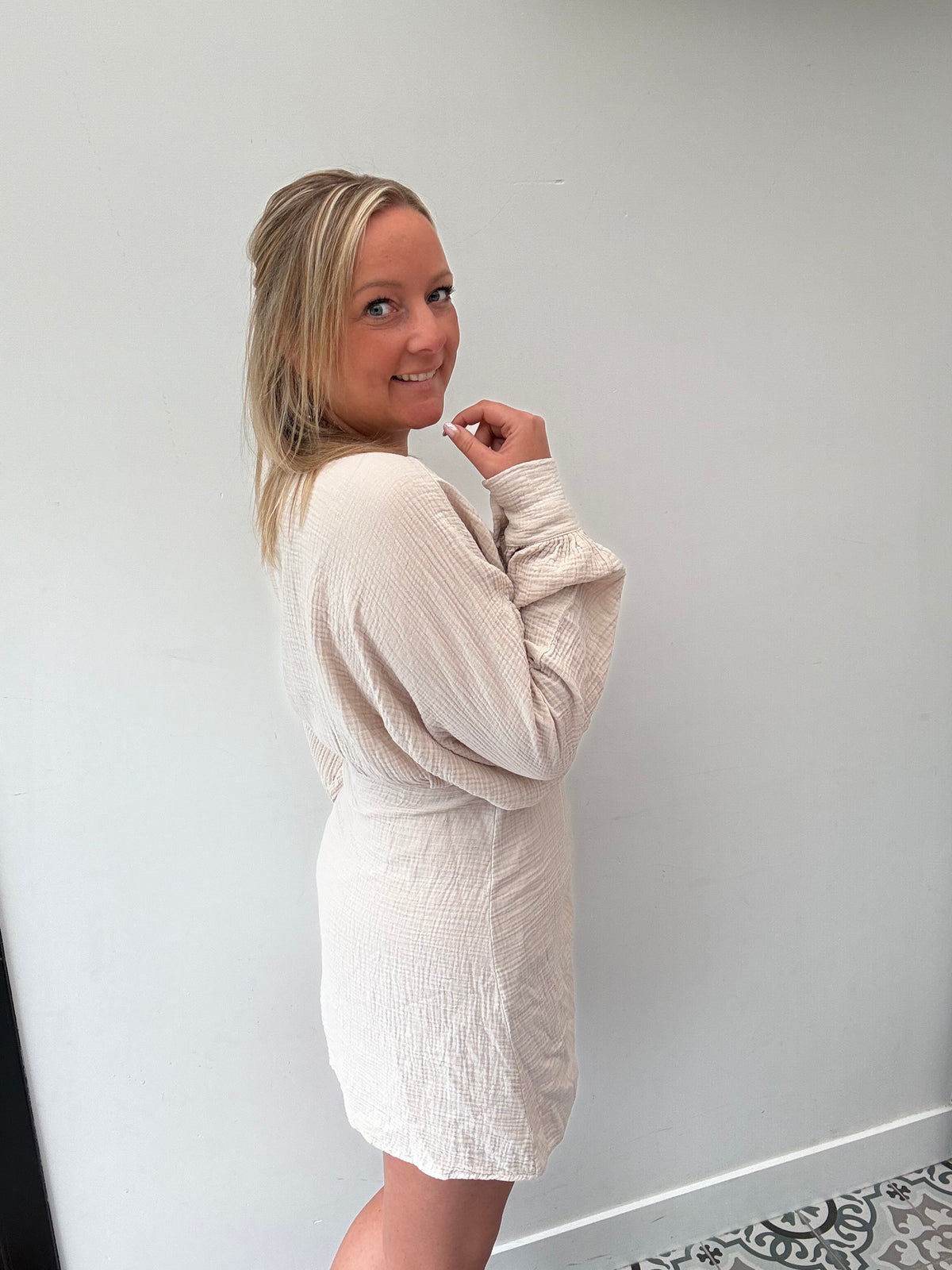 Beige Wrap Dress