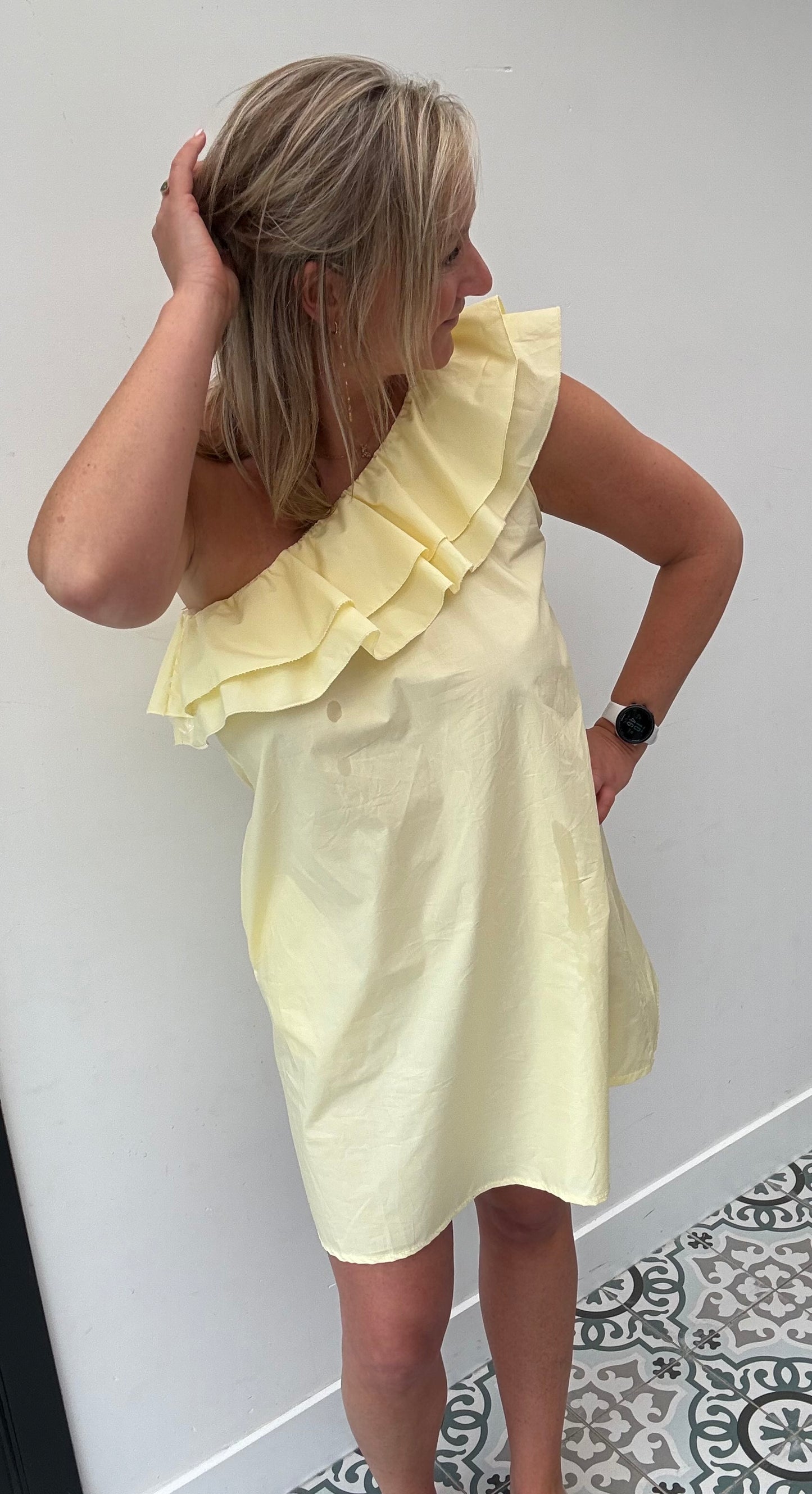 One shoulder jurk geel TU