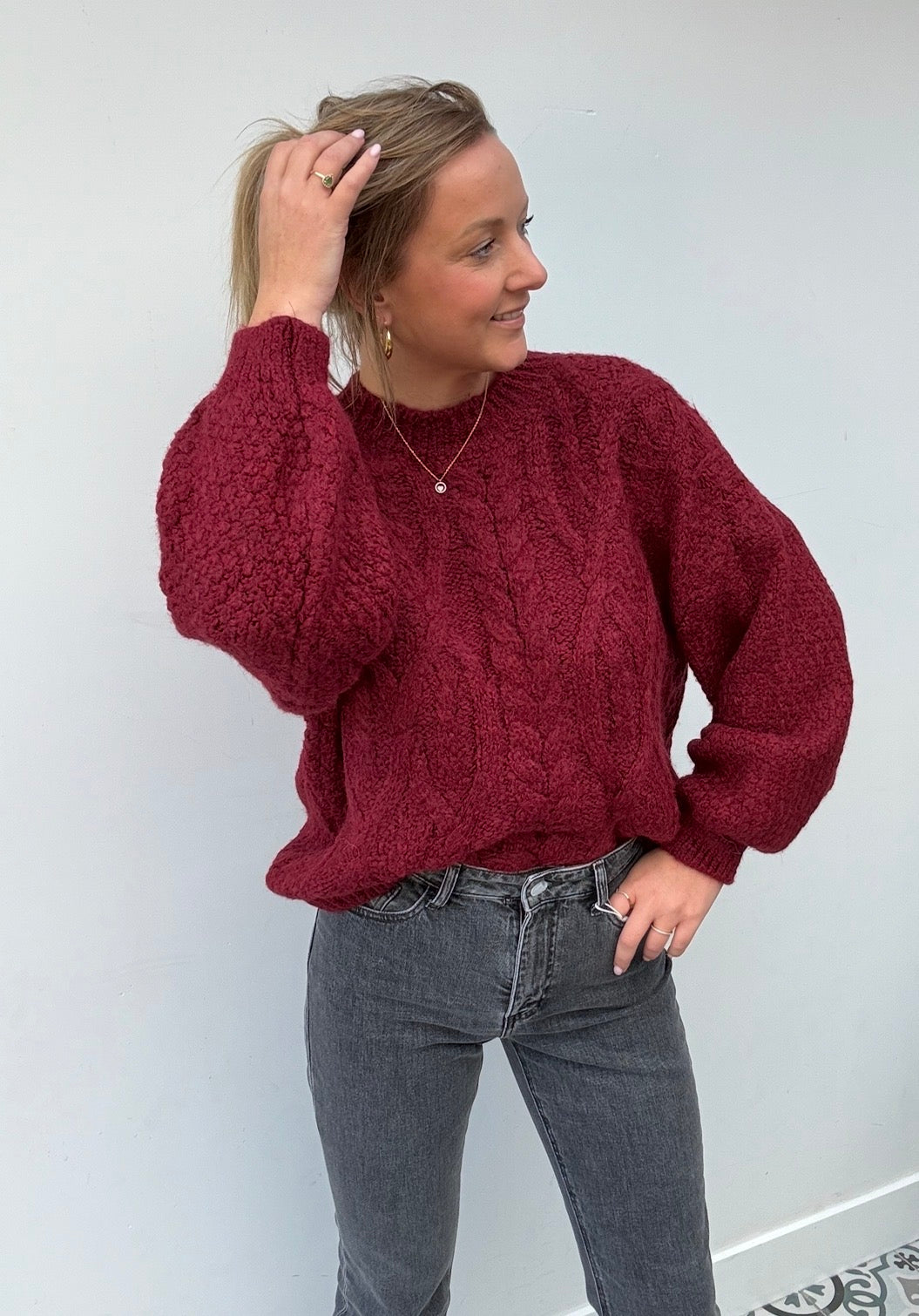 Gebreide coltrui - burgundy TU