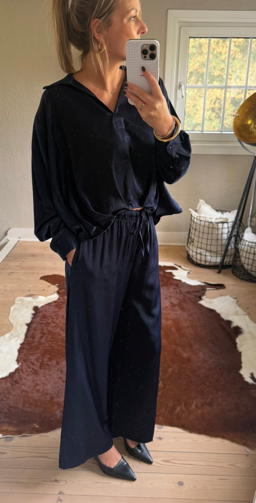 Satin blouse en broek