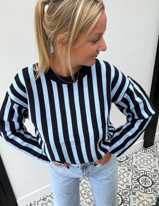 Blue stripe knit