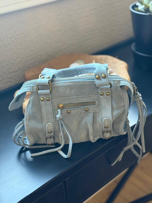 Lederen handtas ijsblauw