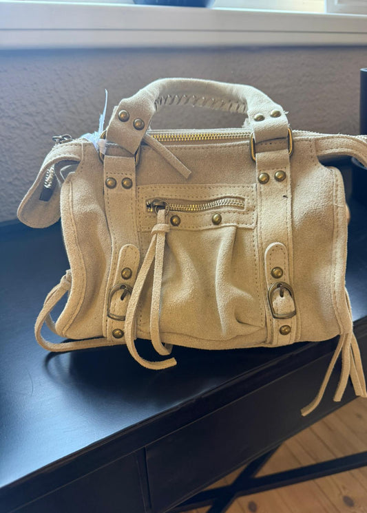 Lederen handtas beige