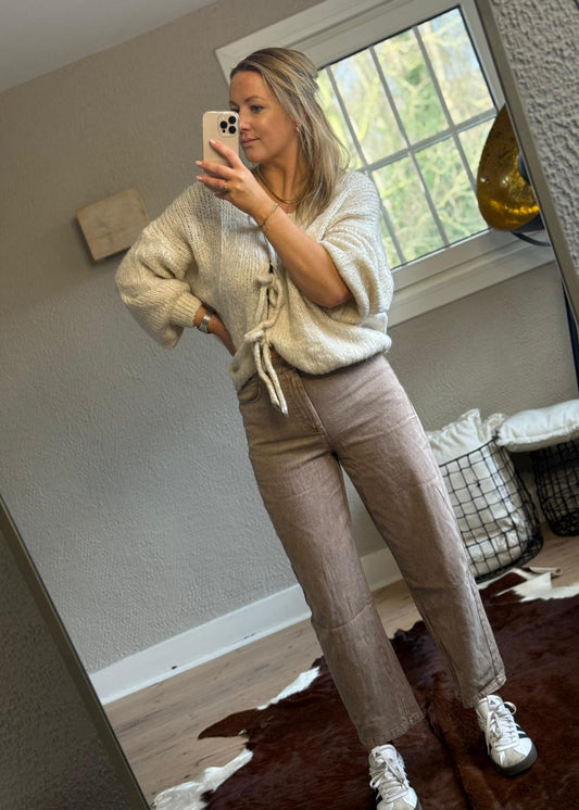 Trui met strik beige TU