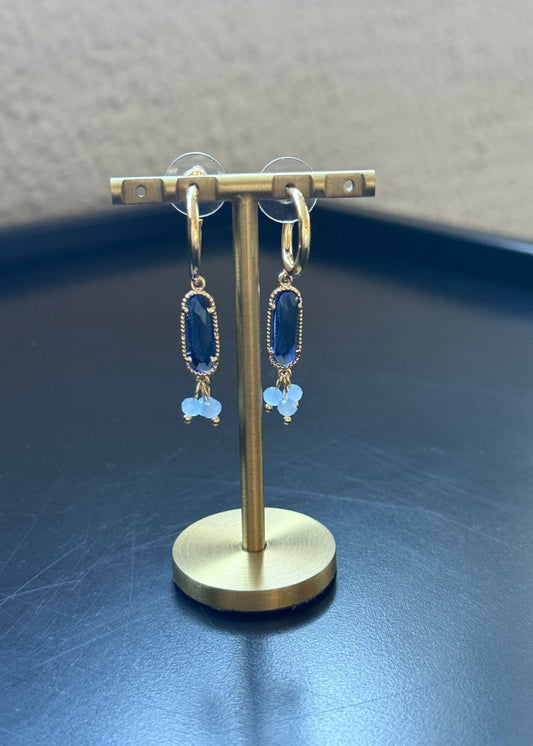 Oorbellen goud/blauw/lichtblauw