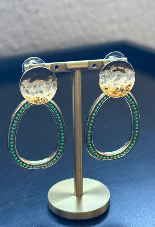 Oorbellen goud/groen