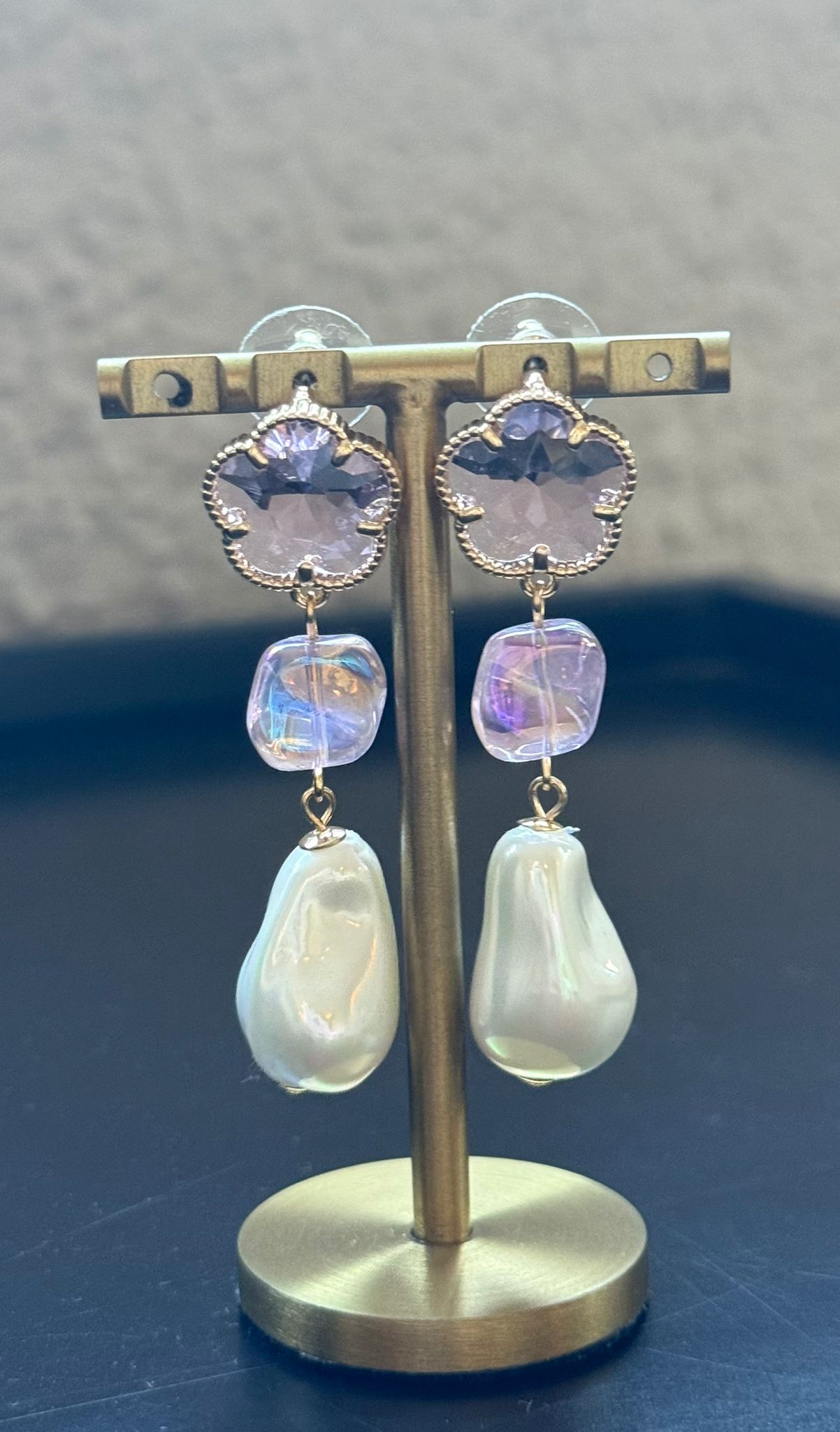 Oorbellen roze met parel