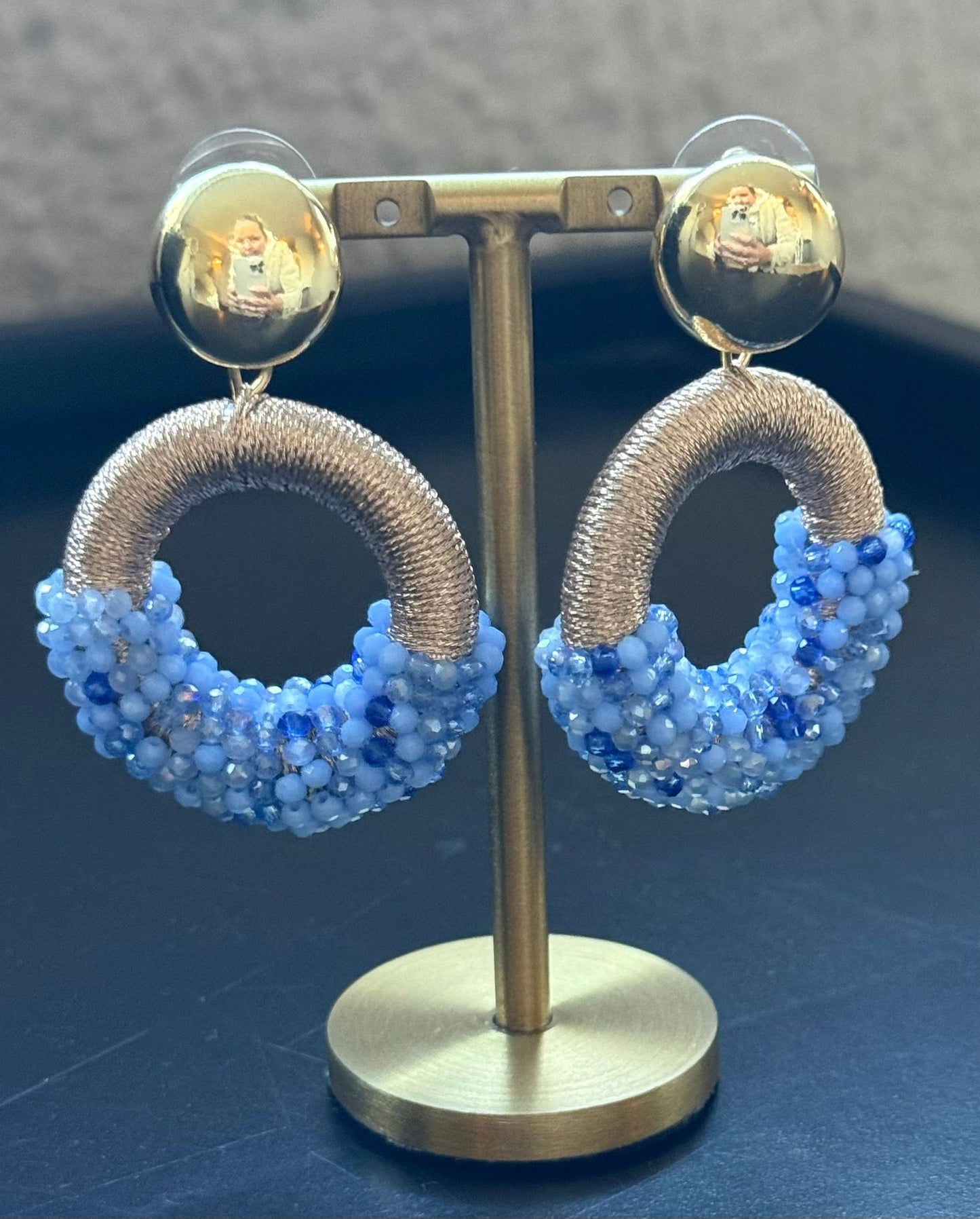 Oorbellen blauw/goud