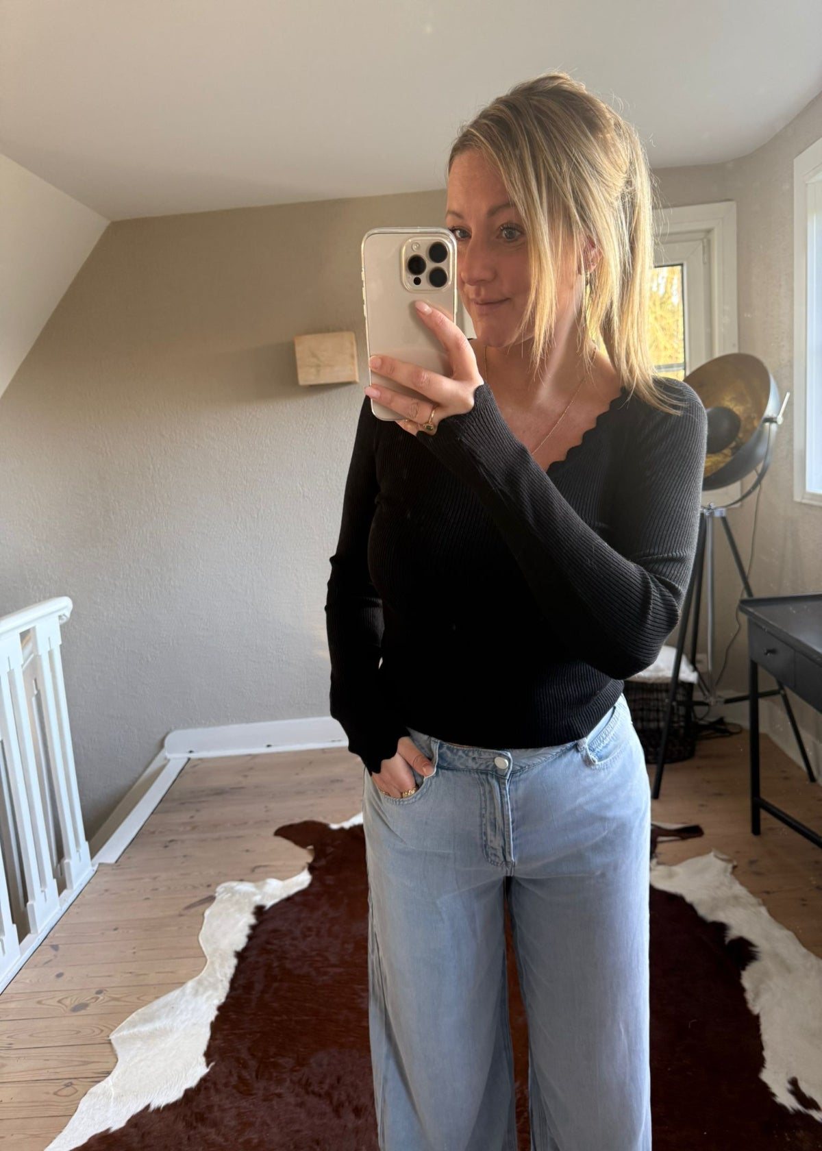 Basic t-shirt lange mouw zwart