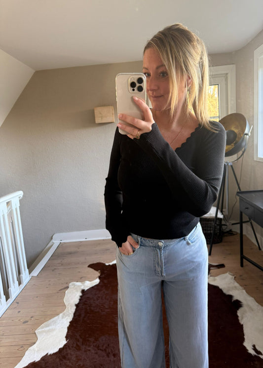 Basic t-shirt lange mouw zwart