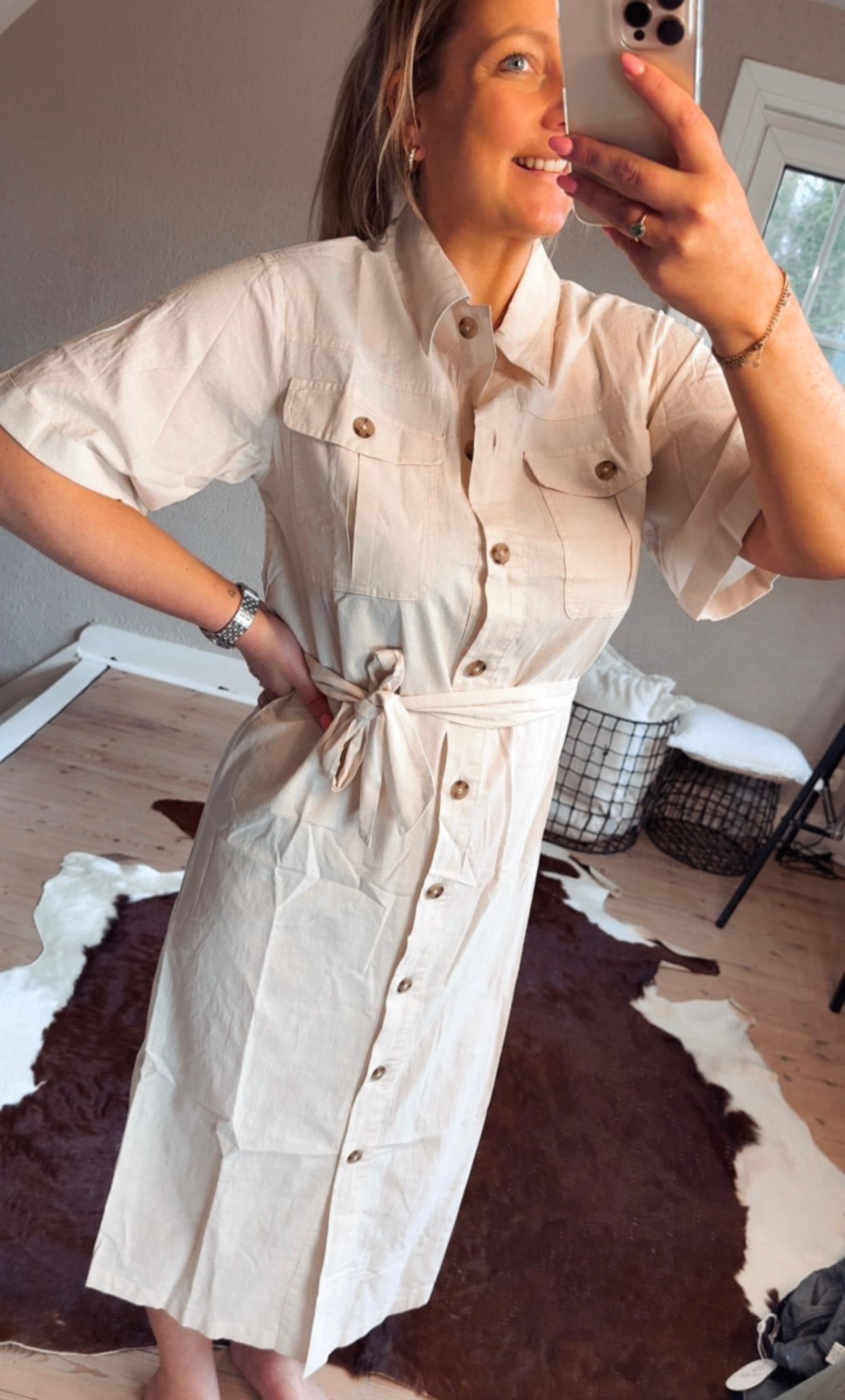 Lang kleed beige