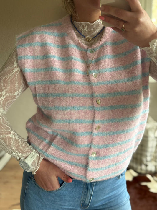 Trui zonder mouw roze/blauw