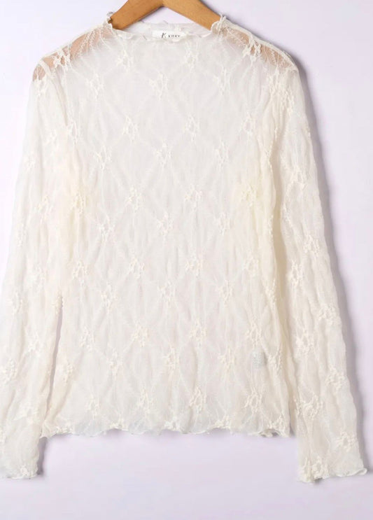 kanten top gebroken wit