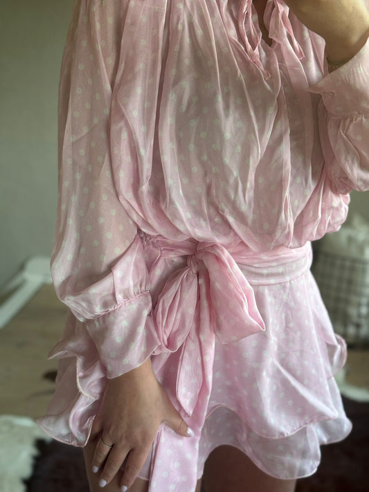 Playsuit roze bolletjes