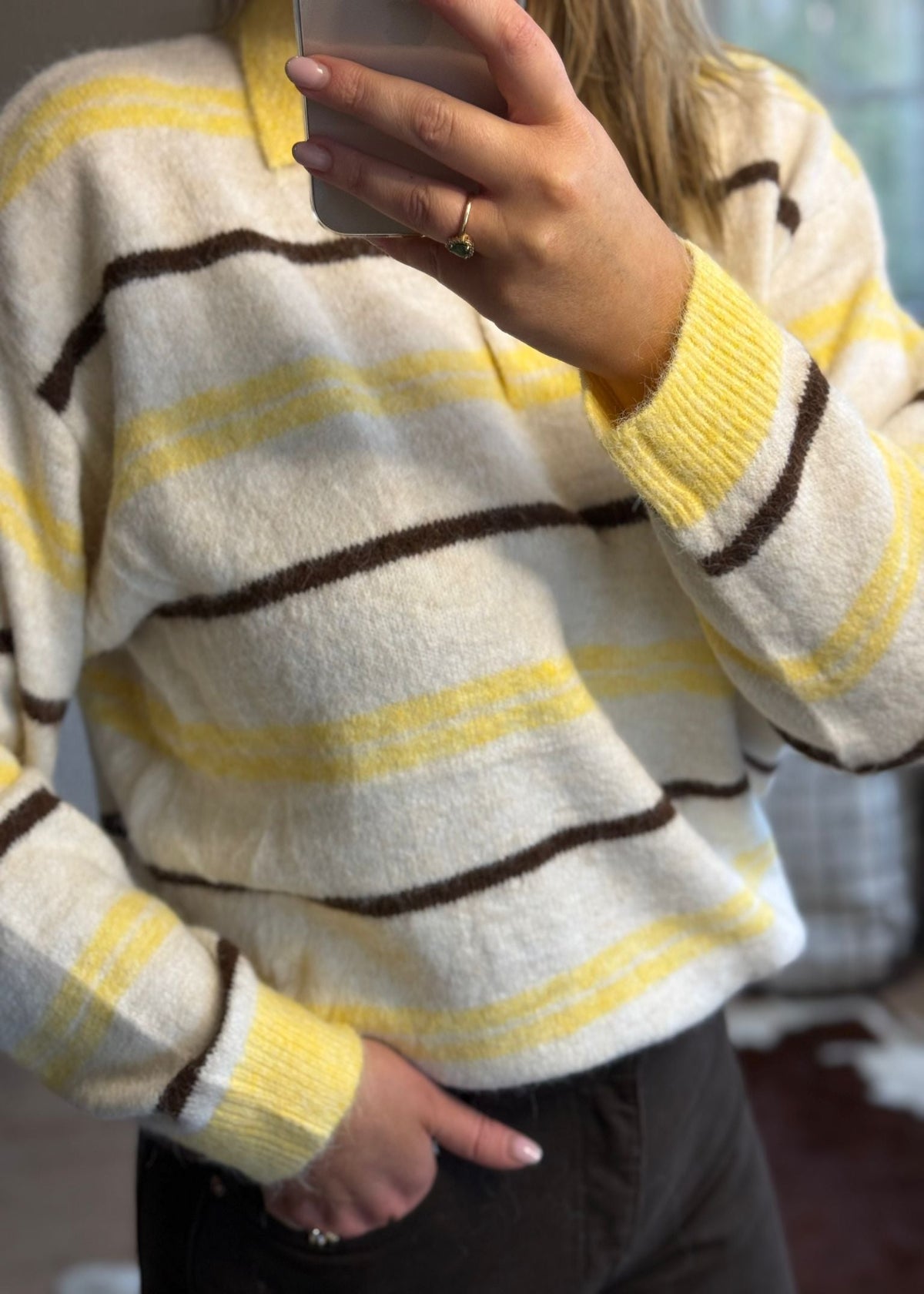 Trui gestreept TU geel