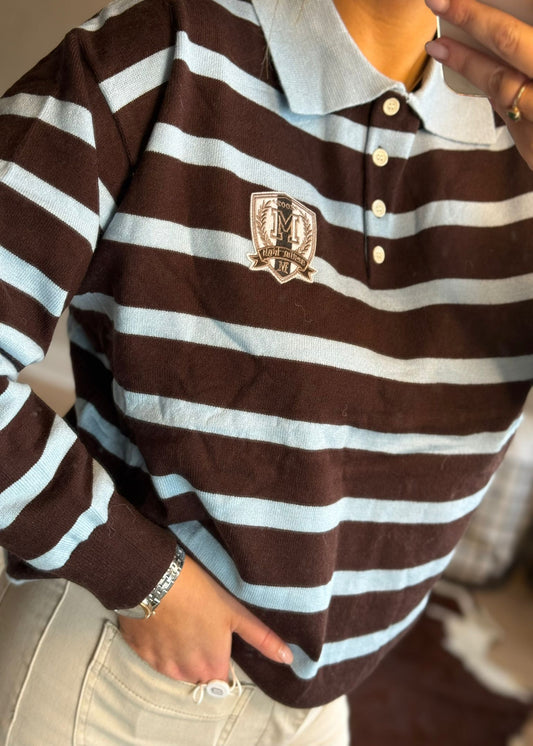 Polo bruin gestreept TU
