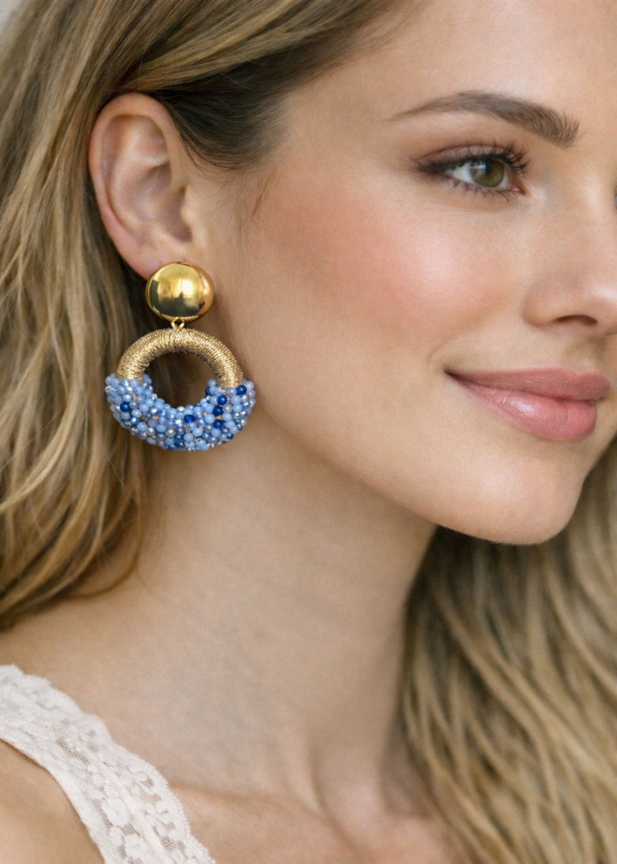 Oorbellen blauw/goud