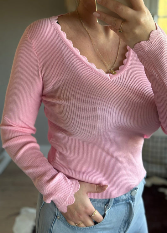 Basic roze t-shirt lange mouw