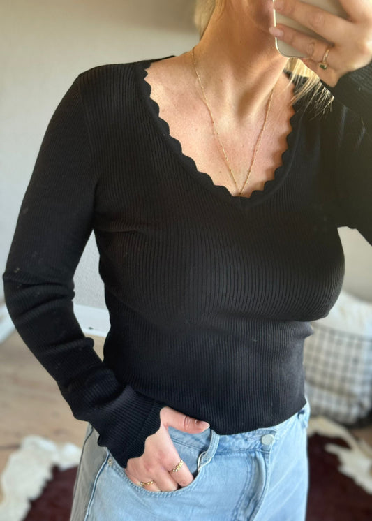 Basic t-shirt lange mouw zwart