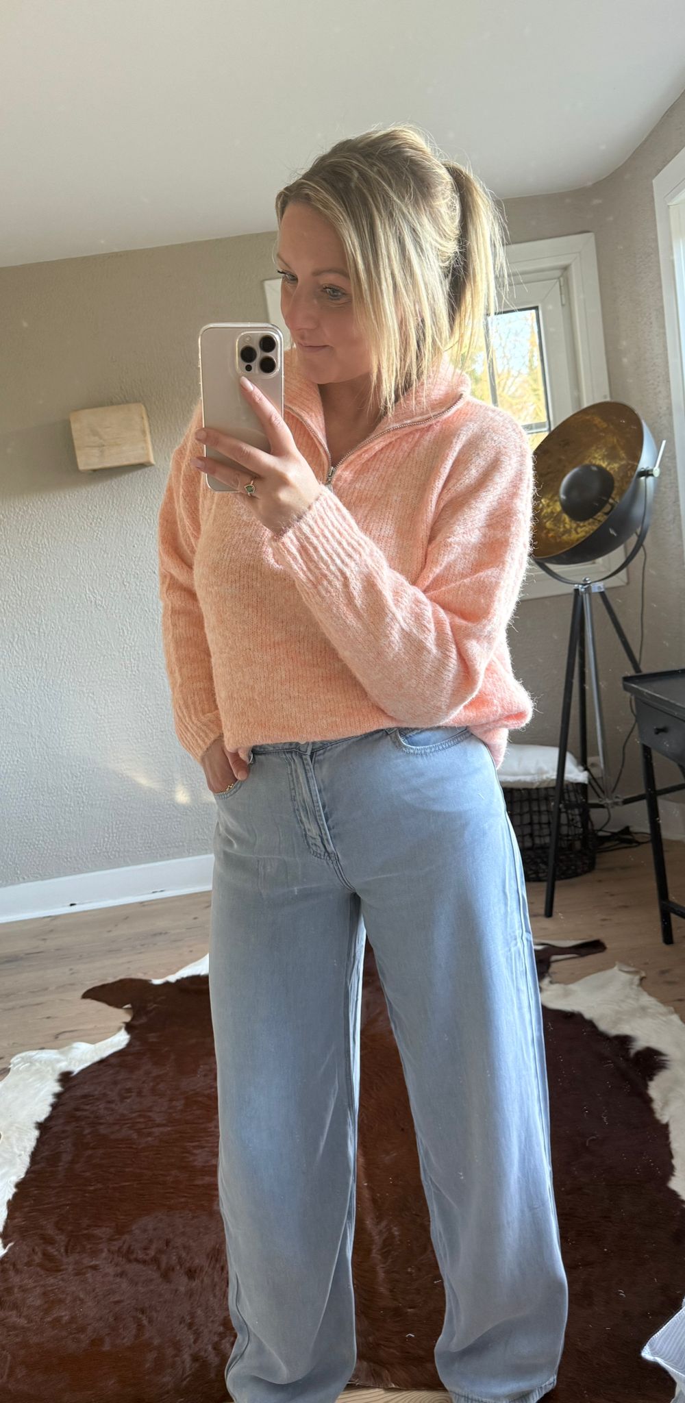 Trui oranje met parel TU