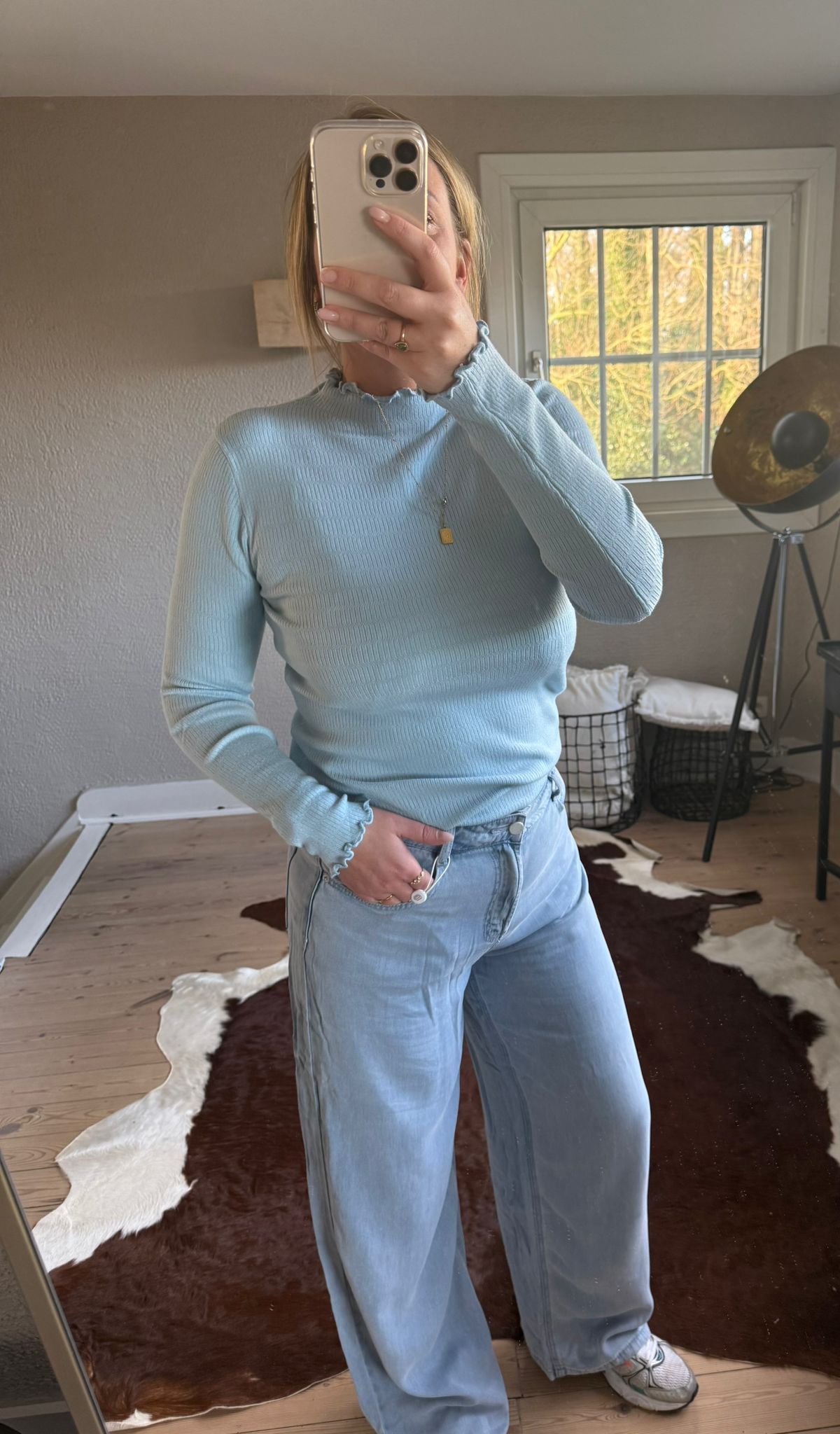 Lange mouw basic lichtblauw