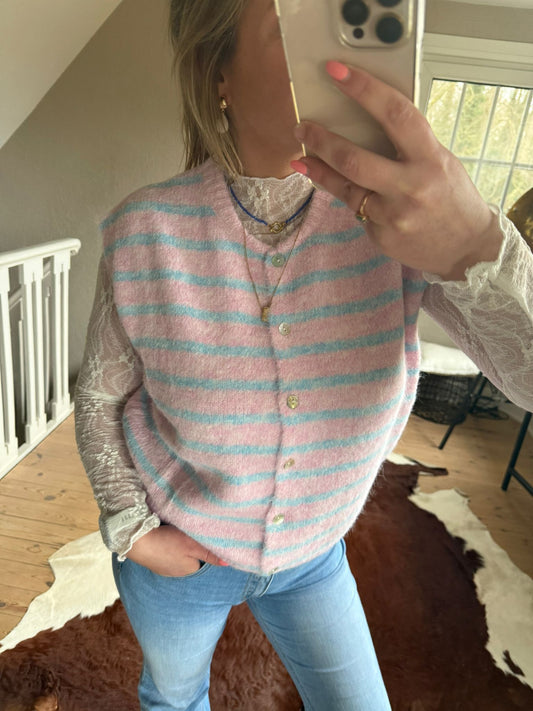 Trui zonder mouw roze/blauw