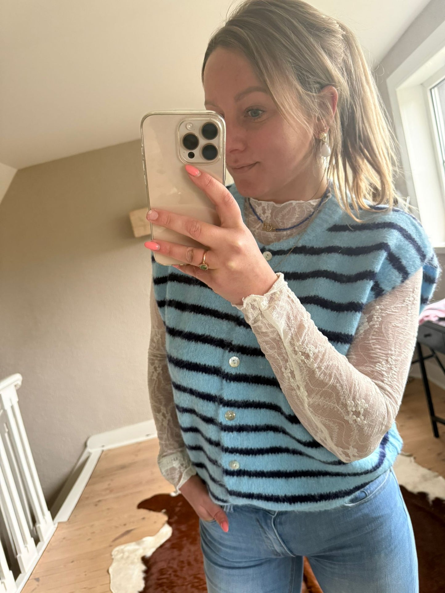 Trui zonder mouw blauw/d.blauw