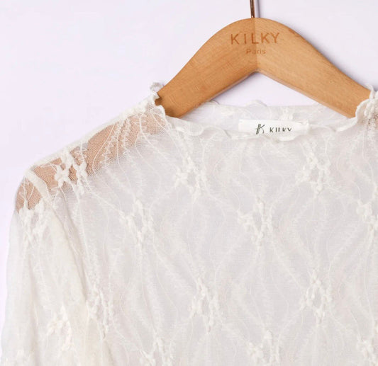 kanten top gebroken wit