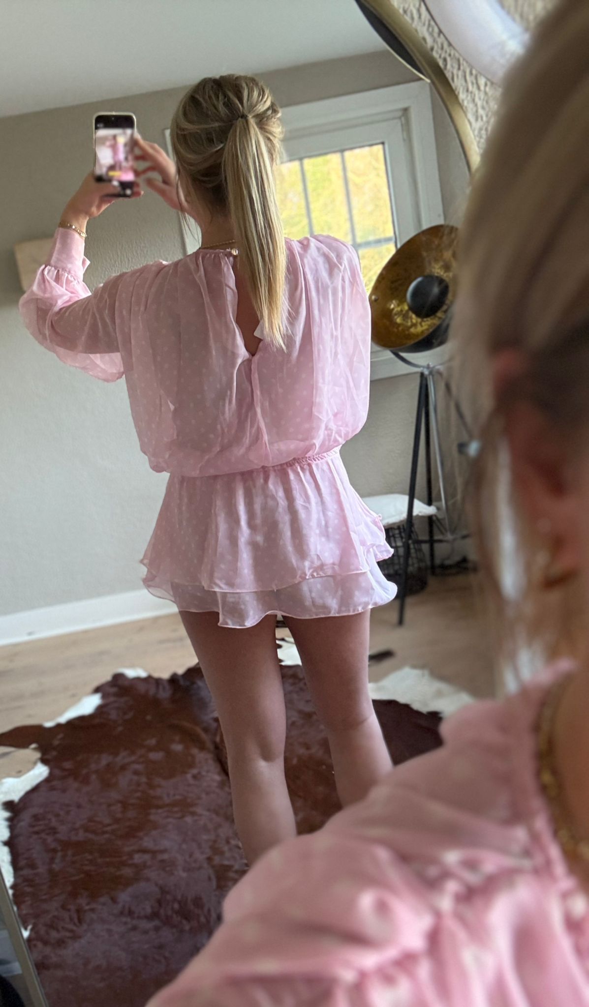 Playsuit roze bolletjes