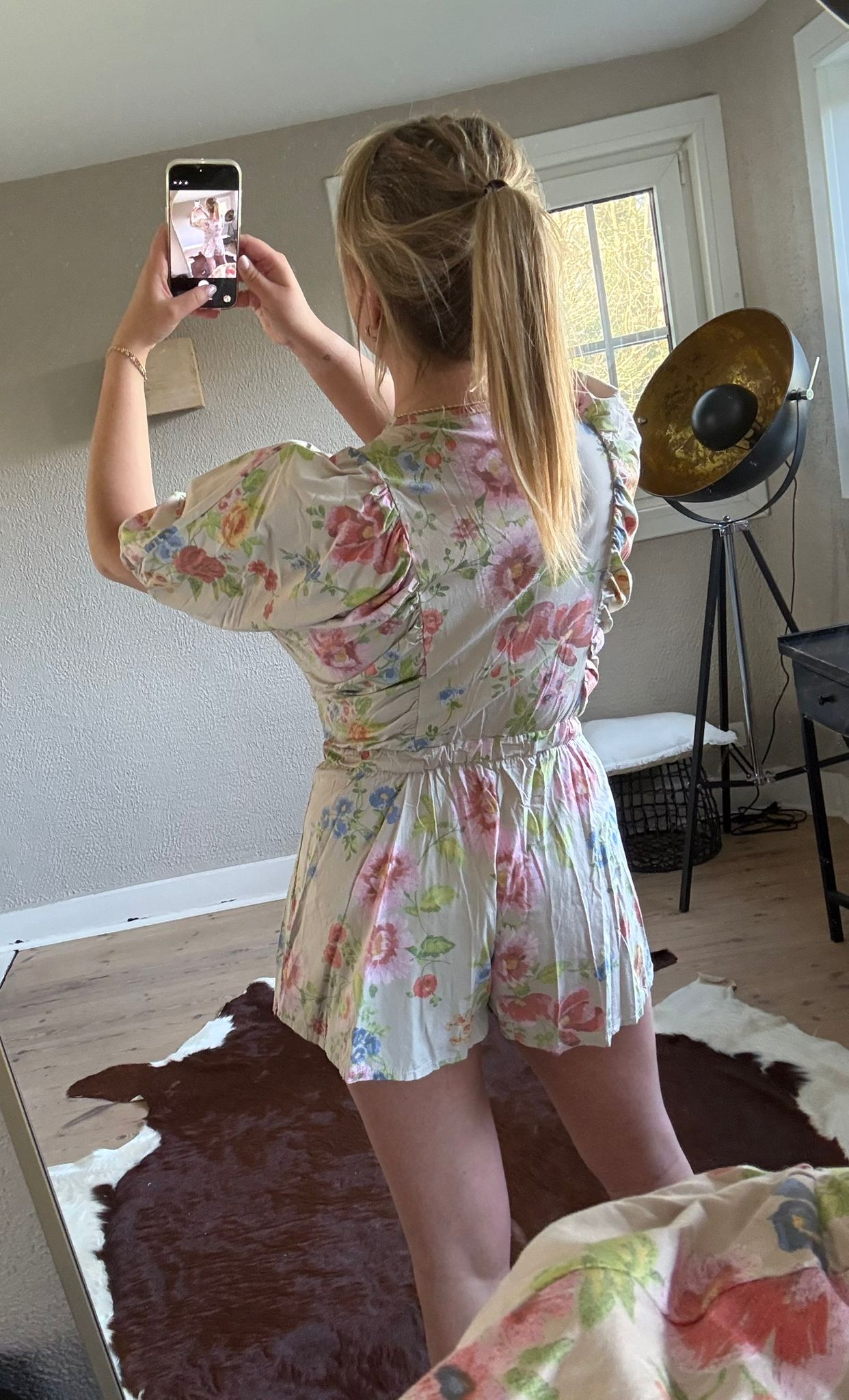 Floral playsuit beige