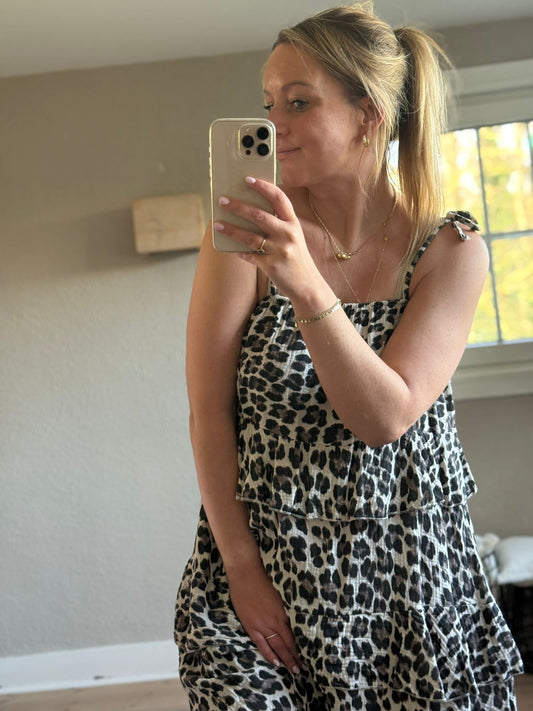 Leopard Tetra Dress – Beige