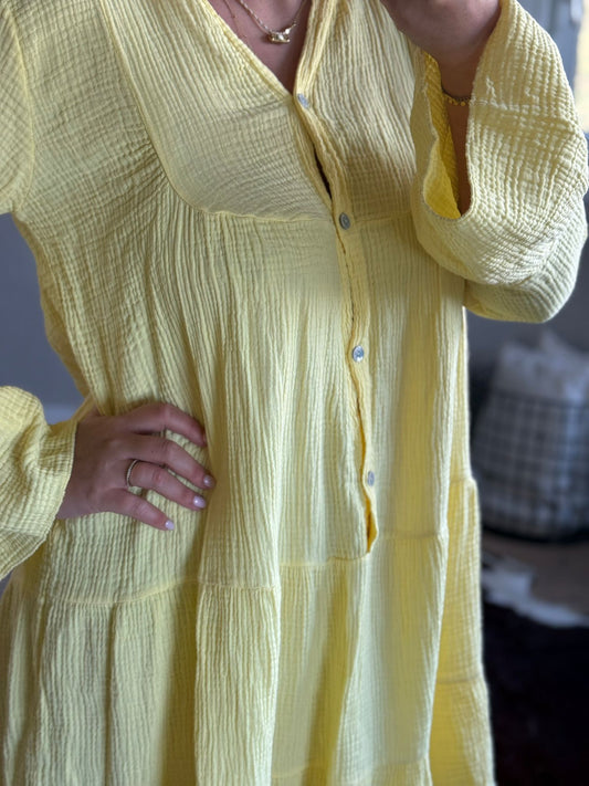 Ibiza Tetra Dress geel – Oversized