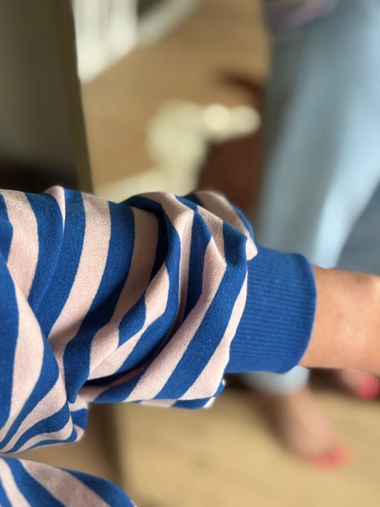 Trui blauw/rose